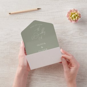 Casamento com código de QR verde de sábio minimali