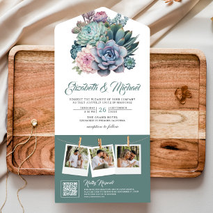 Casamento com Código QR Ampersand Suculento Pastel