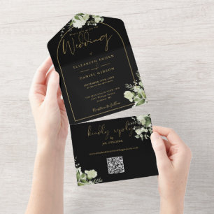 Casamento com Código QR de Arquitetura Verde Preto