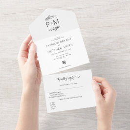 Casamento com Código QR de Folhagem Mínima Moderna