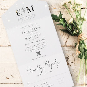 Casamento com Código QR de Folhagem Mínima Moderna