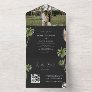 Casamento com Código QR de Foto de Árvore Tropical