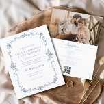 Casamento com Código QR de Foto Francês Vintage vi<br><div class="desc">Traga seus convidados para uma era de elegância e romance com nosso Convite de Casamento Floral Azul Vitoriano Vintage. Inspirado pela opulência da era vitoriana e adornado com delicados florais azuis franceses, esse convite expele sofisticação do eterno. Feita com muita atenção aos detalhes, a intrincada design floral e a tipografia...</div>