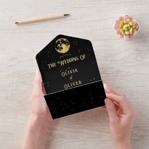 Casamento com código QR de lua estelar celestial