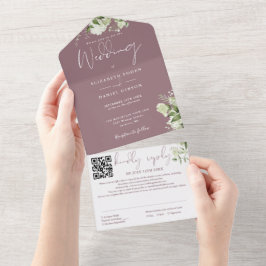 Casamento com Código QR de Monograma em Verde Malv