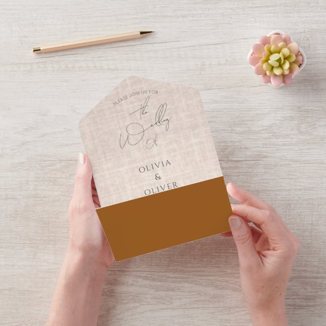 Casamento com código QR de terracotta faux linen (Video)