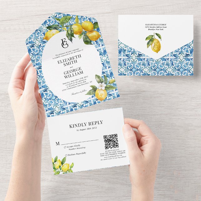 Casamento com Código Qr do Monograma Mediterrâneo  (Criador carregado)
