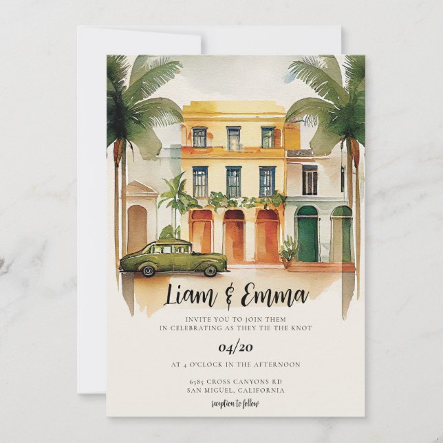 Casamento com Cuba Havana Convite para o casamento (Frente)