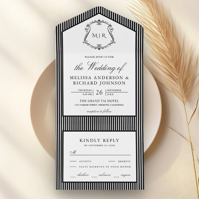 Casamento com Cumeeira Listrada Preto e Branco Mon (Criador carregado)
