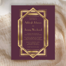 Casamento com Deco da 1920 Vintage Dourada Burgund