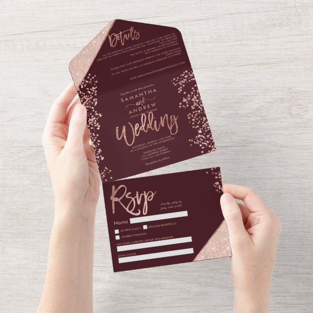 casamento com dourado rosa confetti burgundy (Aba destacável)