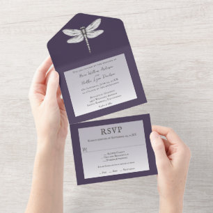 Casamento com Dragonfly Roxo Escuro