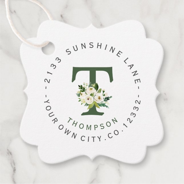 Casamento com Etiqueta de Endereço Floral de Branc (Frente)