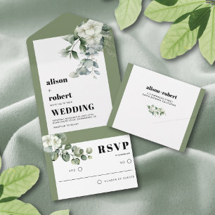 Casamento com eucalipto e flores brancas
