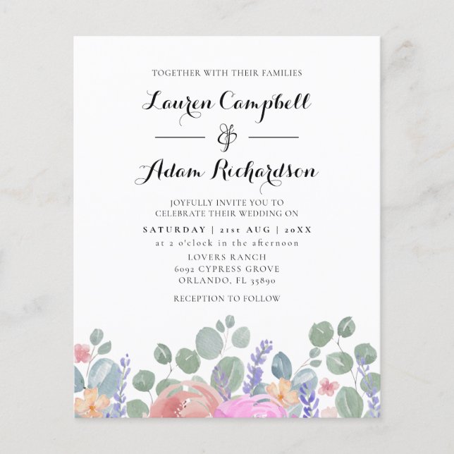Casamento com Eucalipto e Lavanda em Aquarela dent (Frente)