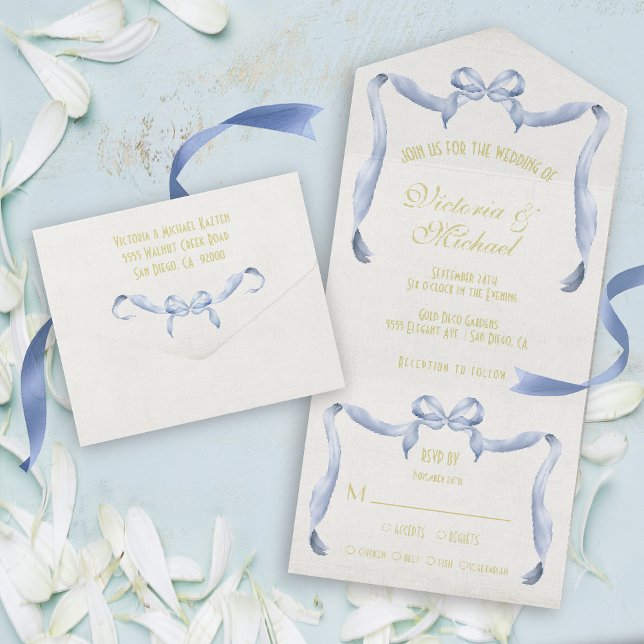 Casamento com fita de arco de Watercolor (Criador carregado)