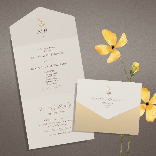 Casamento com Flor Silvestre Neutra  (Criador carregado)