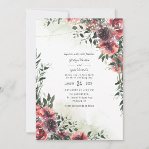 Casamento com Floral Água-tinta Roxo Elegante