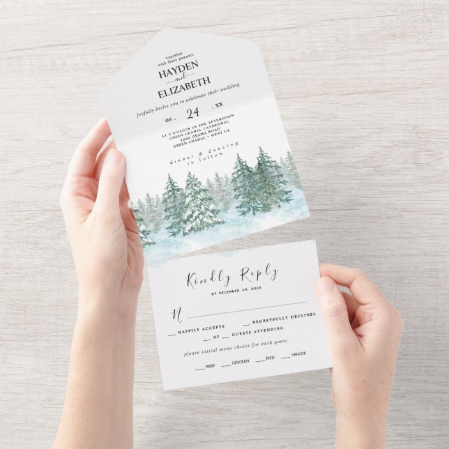 Casamento com Floresta de Pinheira Aquarela (Aba destacável)
