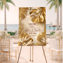 Casamento com Folha de Monstera Dourada na moda Lu
