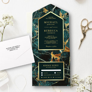 Casamento com Folha de Ouro Falso e Mármore Verde