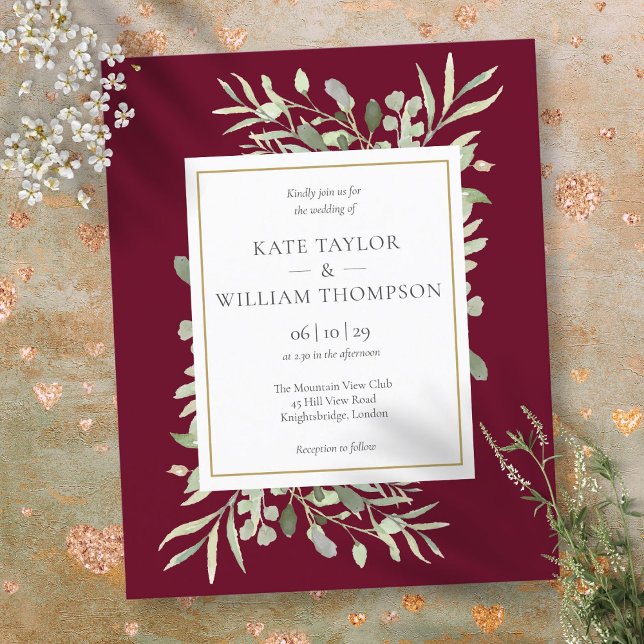 Casamento com folhagem verde de Borgonha dentro do (Budget Burgundy Greenery Foliage Wedding)