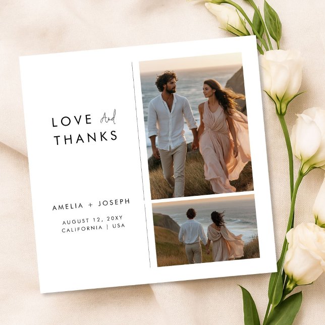Casamento com Foto de Amor e Agradecimento Minimal (Criador carregado)