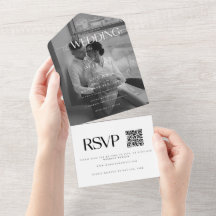 Casamento com Foto Preto e Branco Moderno e Elegan