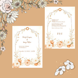 Casamento com Frame Floral Russo de Beige Neutro