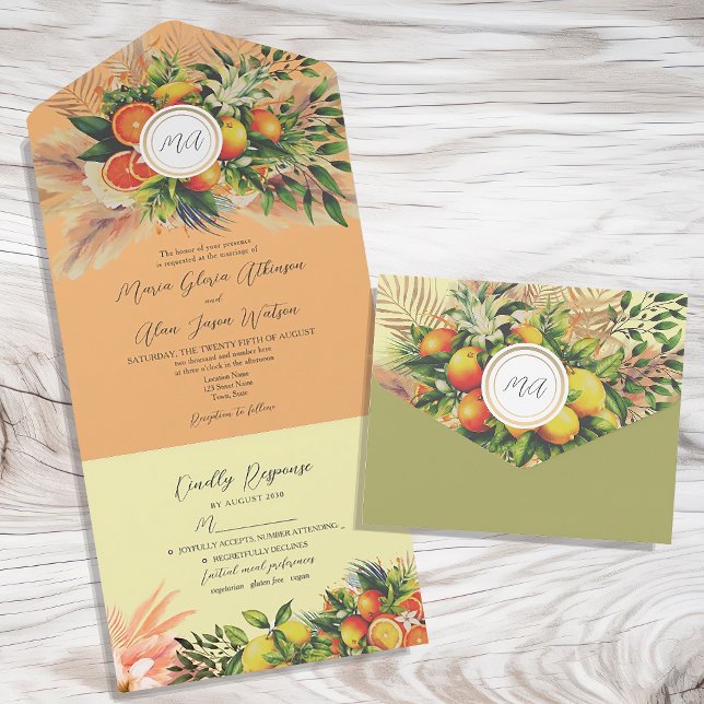 Casamento com Fruta Cítrica Laranja Moderna (Criador carregado)