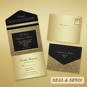 Casamento com Glam Negro e Dourado
