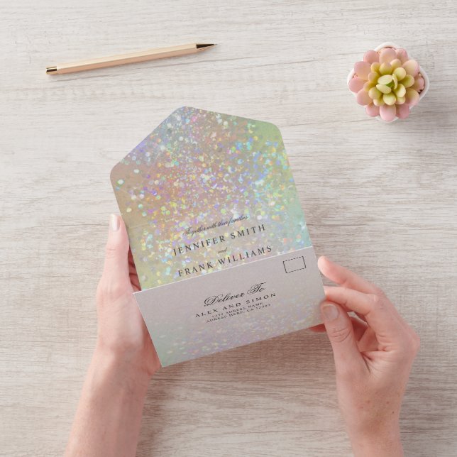 Casamento com Glitter Pastel Holográfico Moderno (Vídeo)