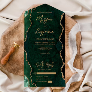 Casamento com Grafia Dourada e Ágata Verde Esmeral