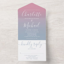 Casamento com Grafismo Elegante Rosa e Azul Ombre