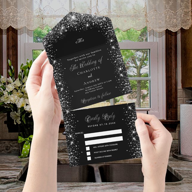 Casamento com guião preto de prata (Criador carregado)