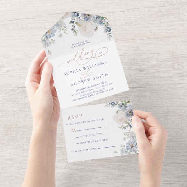 Casamento com Hydrangea e Rosa Azul (Aba destacável)