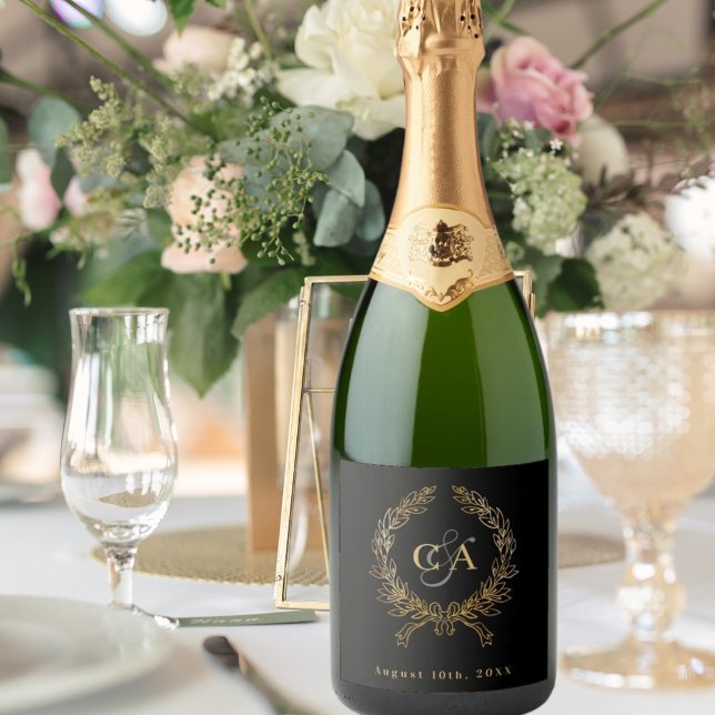 Casamento com ícones de monograma preto (Criador carregado)