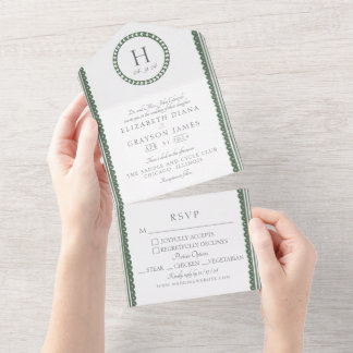 Casamento com Impressão Botânica Verde e Branco