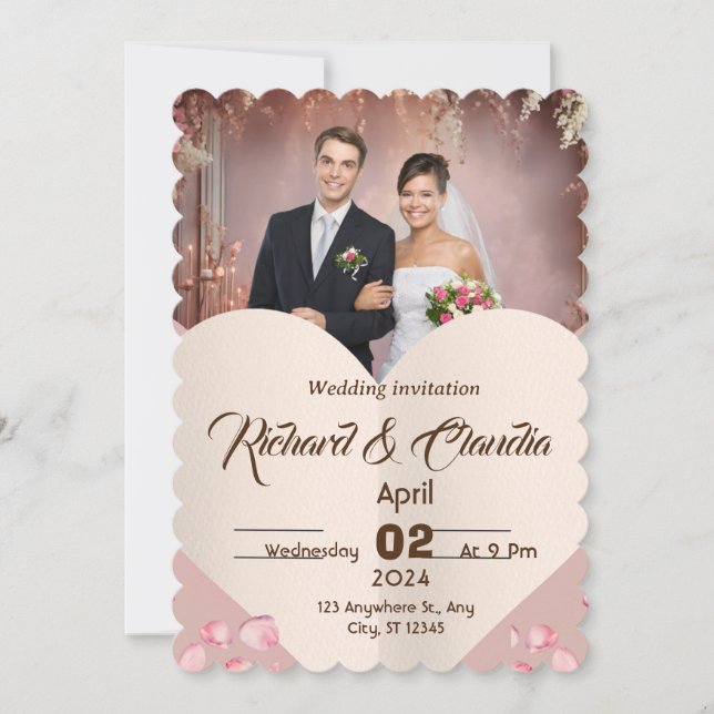 Casamento com Jardim Floral Elegante - Convite (Frente)