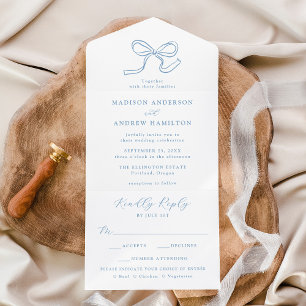 Casamento com Laço Azul Elegante