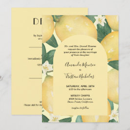 Casamento com Lemons Greenery Todos em Um Convite