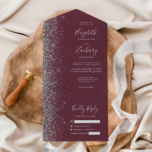 Casamento com Lente de Prata Moderna Burgundy