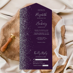 Casamento com Lente de Prata Roxo Moderno Escuro