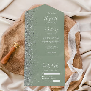 Casamento com Lente Verde de Prata Moderna