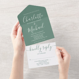 Casamento com Letra de Assinatura Moderna em Verde