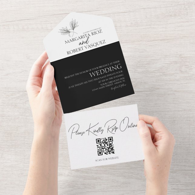 Casamento com Letra Floral de Lírio Desenhada à Mã (Aba destacável)