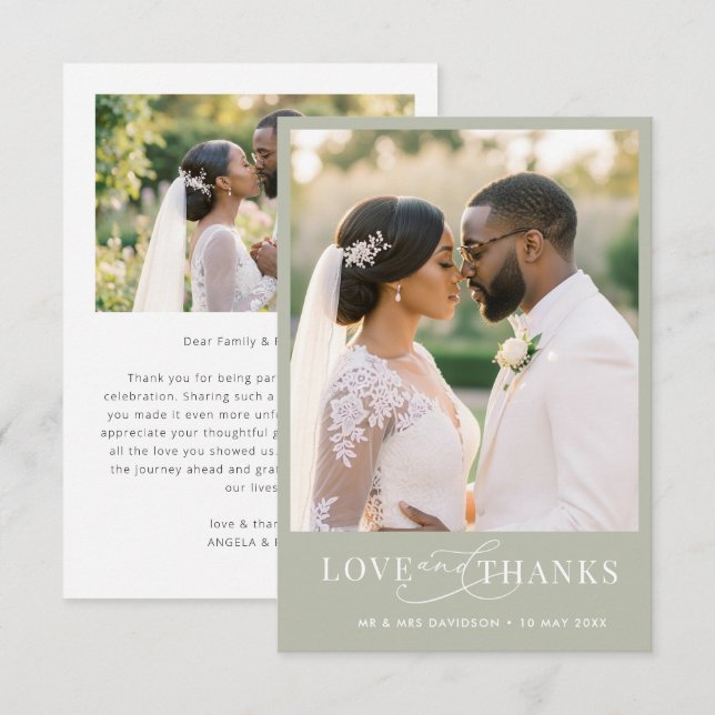 Casamento com letras brancas 'Amor & Agradecimento (Frente/Verso)