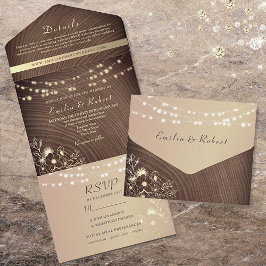 Casamento com Luzes de Corda e Madeira Rústica