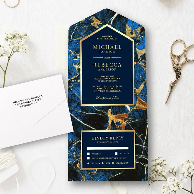 Casamento com Mármore Azul Royal e Folha de Ouro F (Criador carregado)