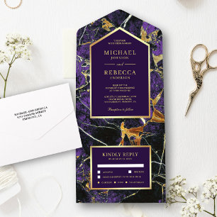 Casamento com Mármore Roxo e Folha de Ouro Falso